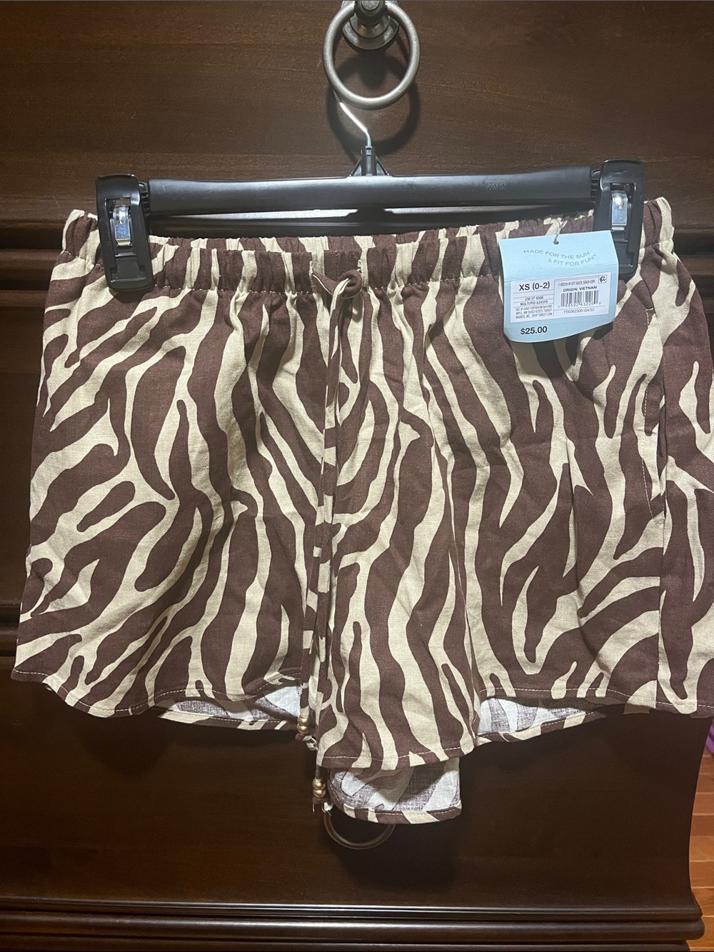 Target Zebra-Print Swim Coverup Shorts - Brown & Cream